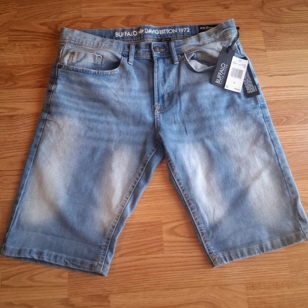 NWT Mens Blue Jean Shorts By BUFFALO, DAVID bitton, Sz 32   MSRP $69